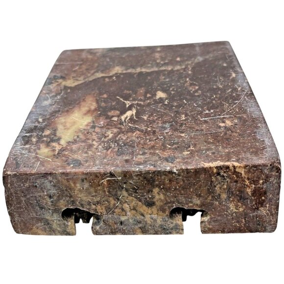 Handcarved Soapstone  Flower Pot & Peacock Reddish Brown Bookend MCM - Picture 11 of 15